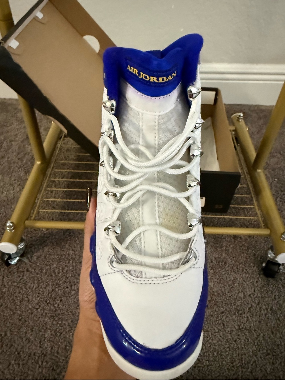 Air Jordan 9 Retro Kobe Bryant 5Y White Blue Yellow 302359-121 - Picture 5 of 10